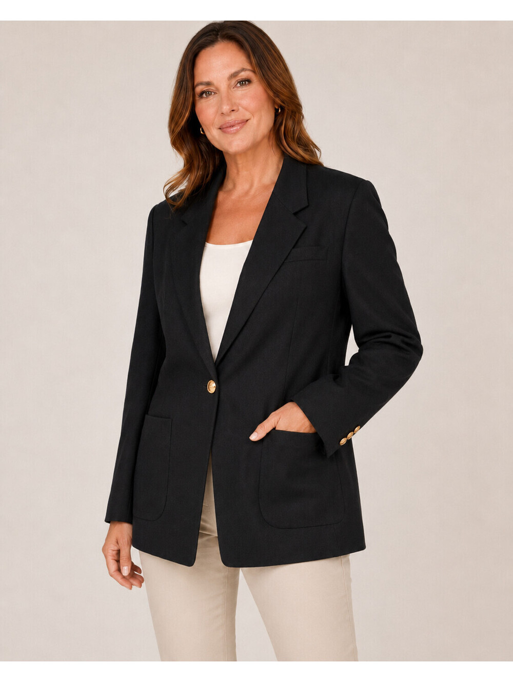 AUGUSTUS 100% Wool Blazer Suit Jacket Women’s Size 16 Pockets One Button Front.